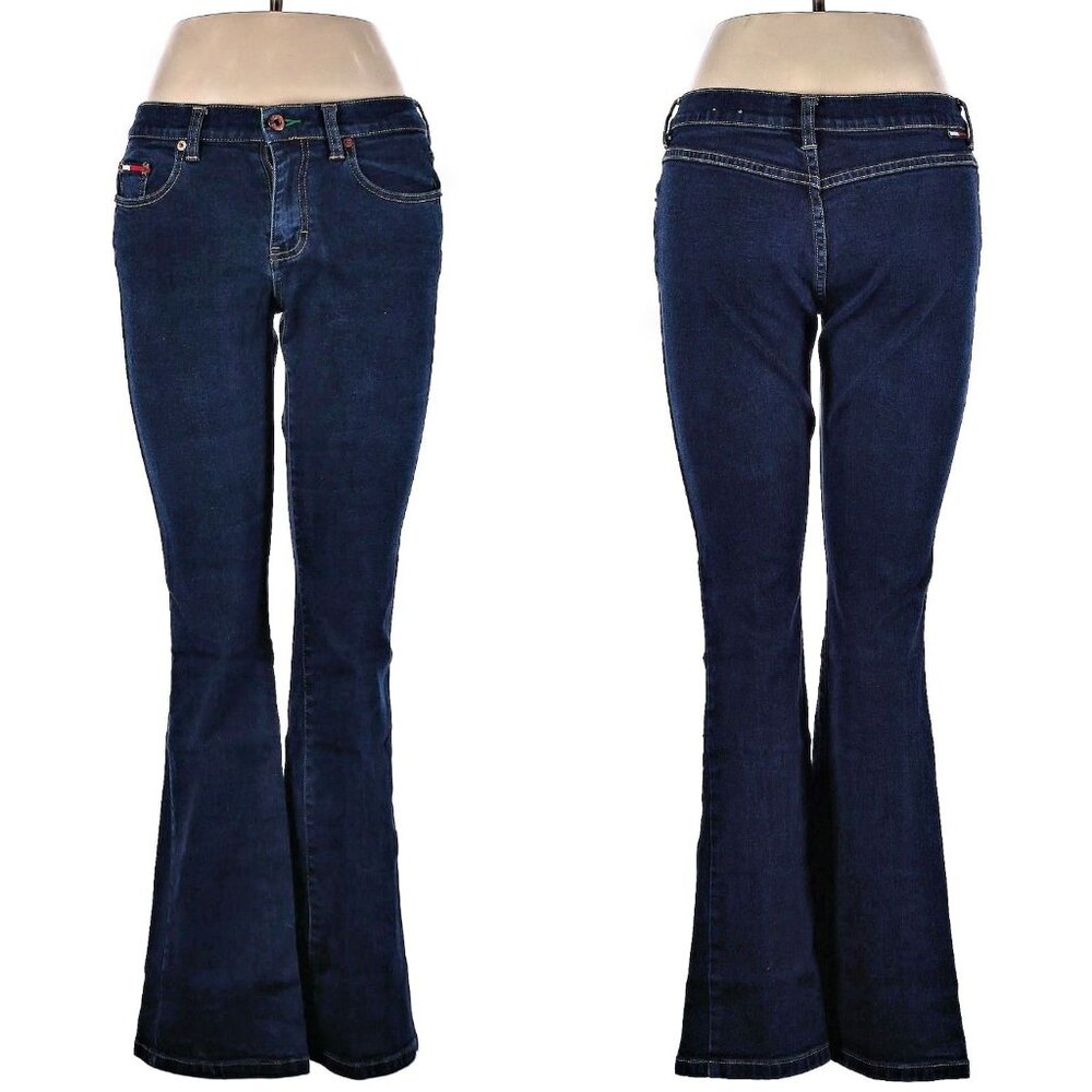 Vintage Y2K Tommy Jeans Dark Wash Boot Cut Pocketless Low Rise Size 9